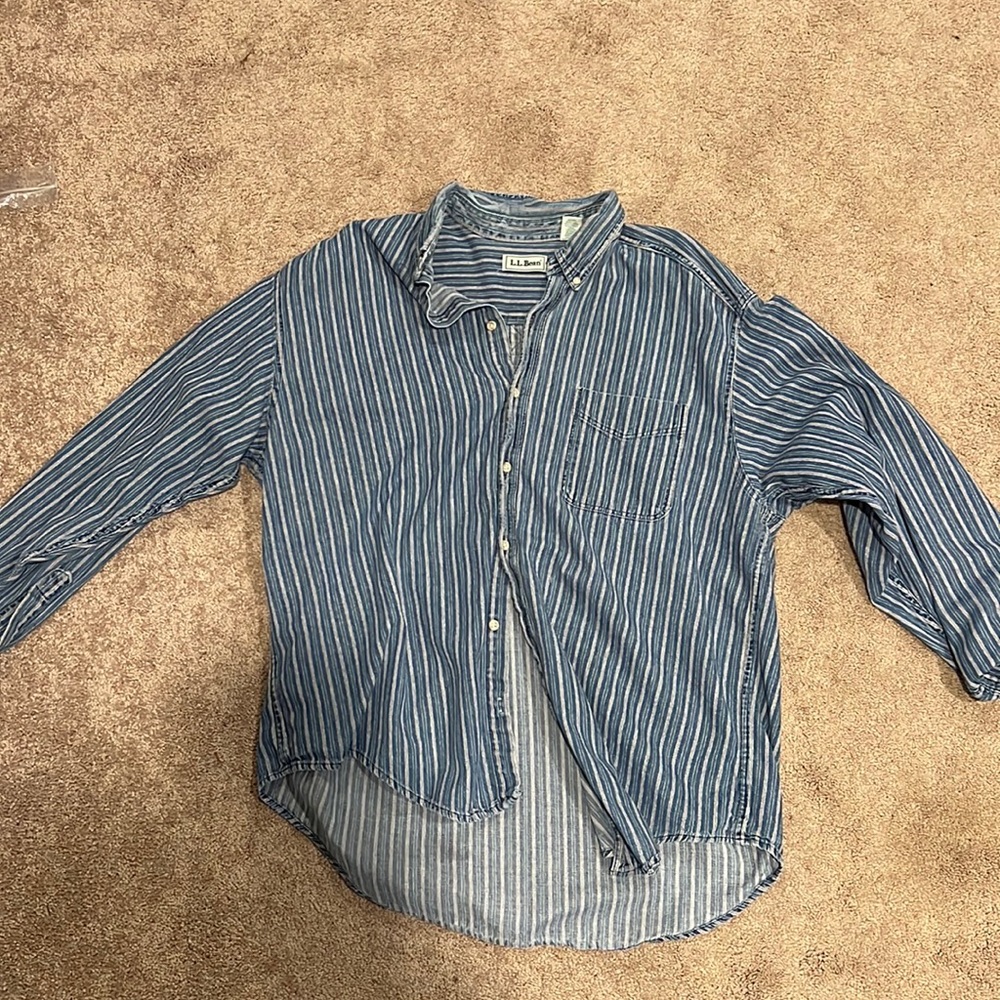 Men’s vintage LL Bean striped denim shirt